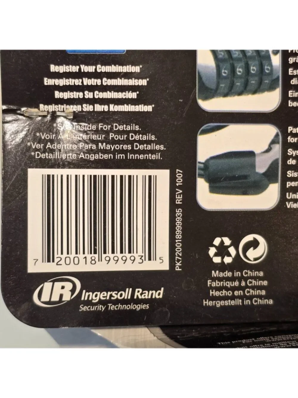 Kryptonite KryptoFlex 1218 Combo Cable 6 FT Braided Steel Cable Bicycle Lock